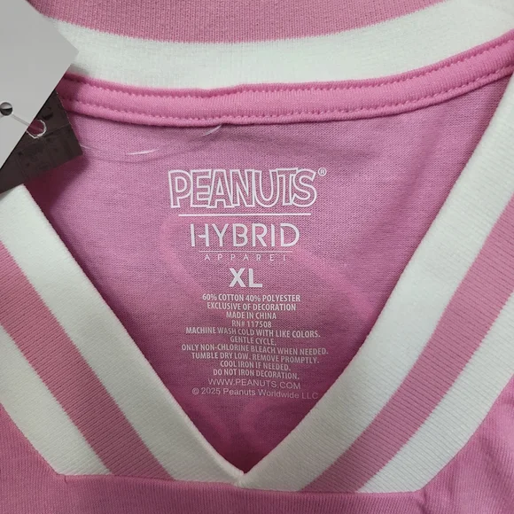 NWT. Peanuts Pink Girls' V-Neck Graphic Top - Picture 2 of 8
